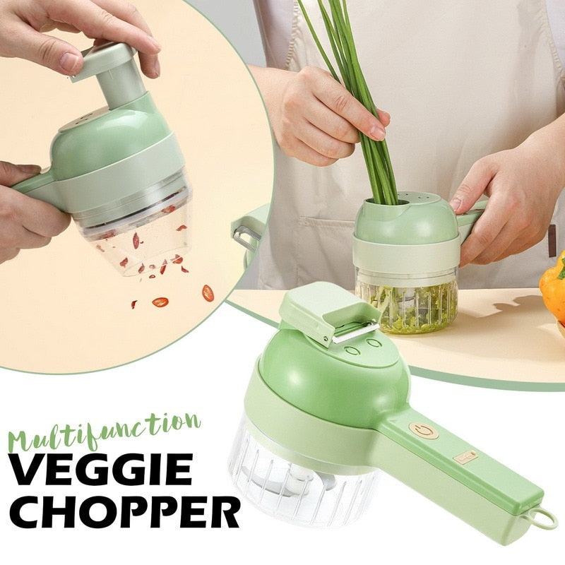 4In1 Handheld Electric Vegetable Cutter Garlic Mud Masher Garlic Chopper  Mixer